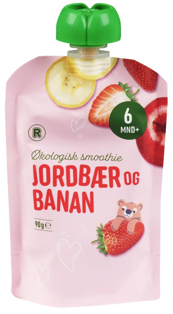 R Smoothie med jordbær og banan Fra 6 mnd
