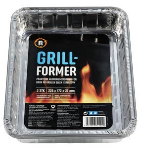 R Grillformer i aluminium 3 stk, 22,5 x 17,2 x 0,37 cm