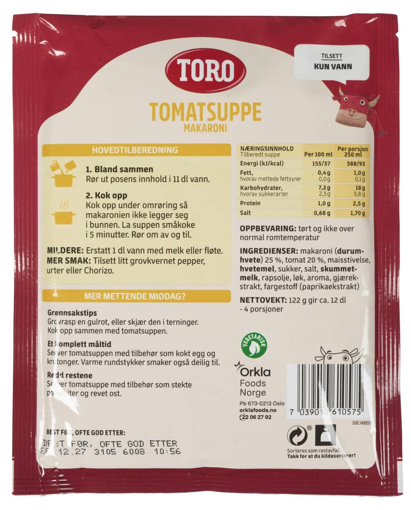 Toro Tomatsuppe med makaroni