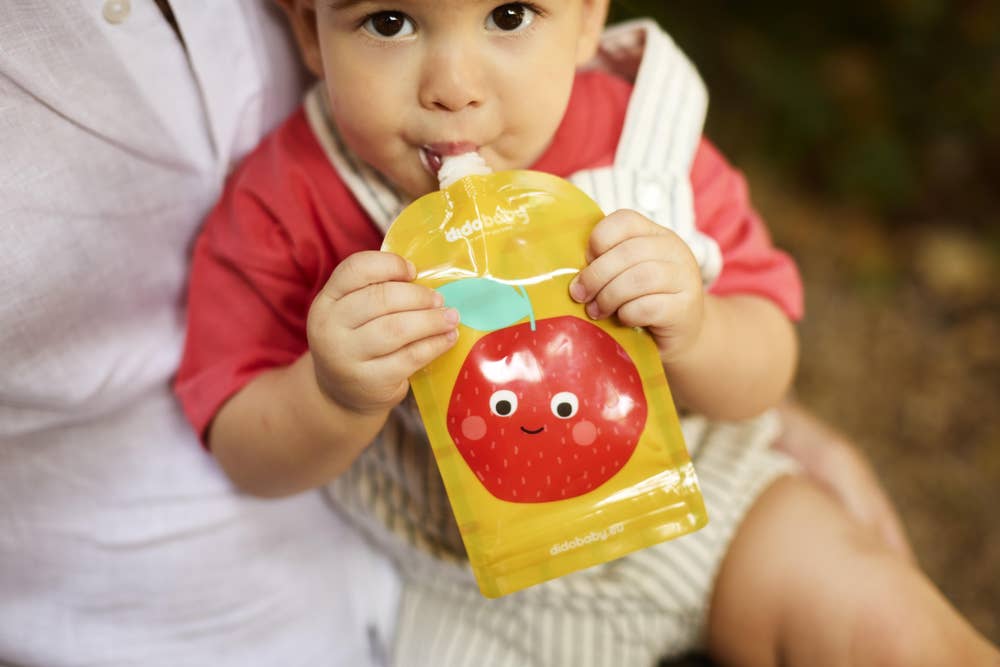 Sprell Gjenbrukbare smoothieposer med fruktmotiv Fra 4 mnd til 2 år, 6 stk.