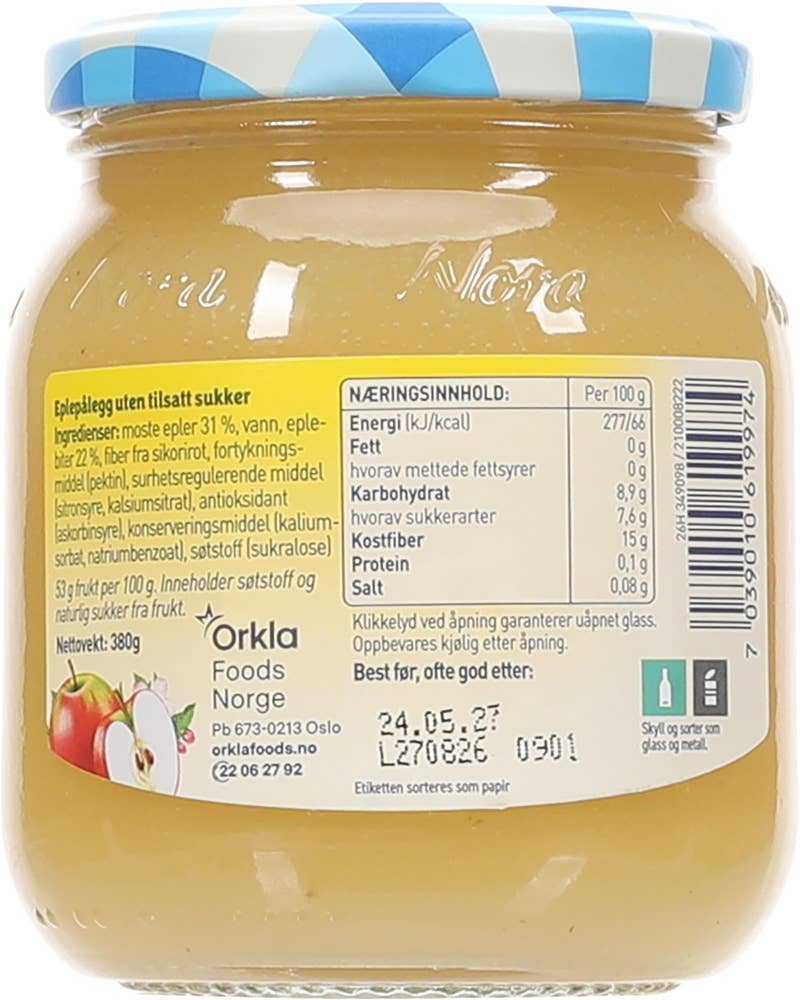 Stabburet Eplesyltetøy Uten tilsatt sukker