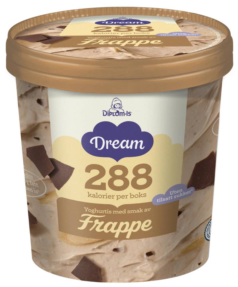 Dream Yoghurtis Frappé Med karamellsaus, uten sukker