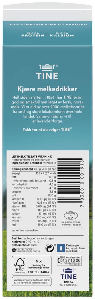 Tine Lettmelk 0,5%