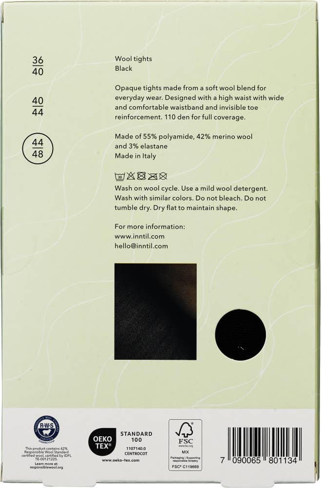 Inntil Ullstrømpebukse Sort, str 44-48