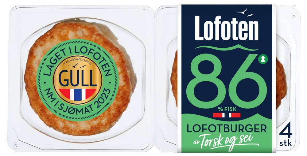 Lofoten Burger av torsk og sei 86%