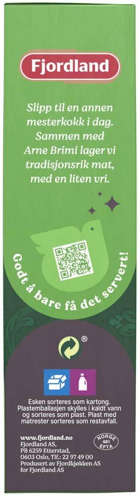 Fjordland Brimis grove middagskaker Potetstappe med rotgrønnsaker og tyttebærsyltetøy med eplebiter