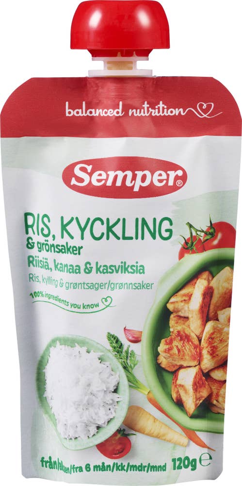 SEMPER Ris, kylling og grønnsaker Fra 6 mnd