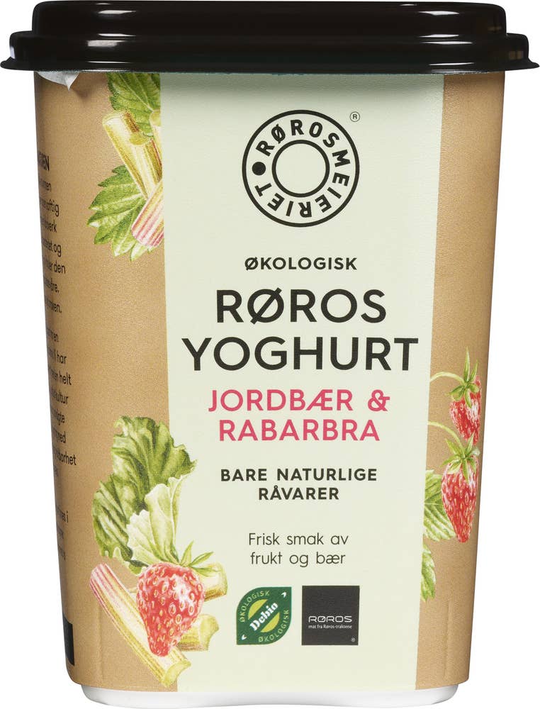 Rørosmeieriet Økologisk Rørosyoghurt Jordbær & Rabarbra