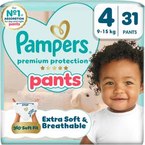Pampers Buksebleie Premium protection Str. 4, 9-15 kg