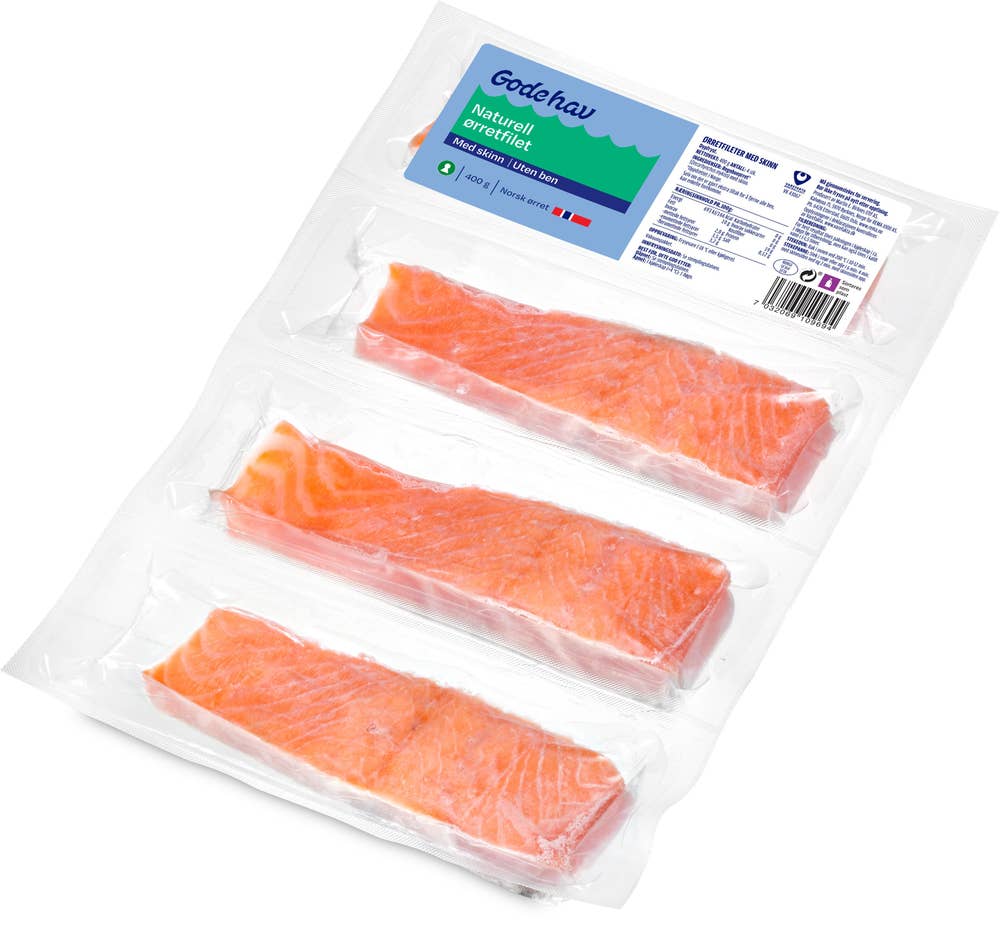 Gode Hav Naturell ørretfilet i lenke Med skinn og u/bein