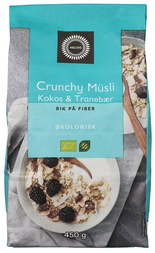 Helios Crunchy Müsli Kokos og Tranebær Økologisk
