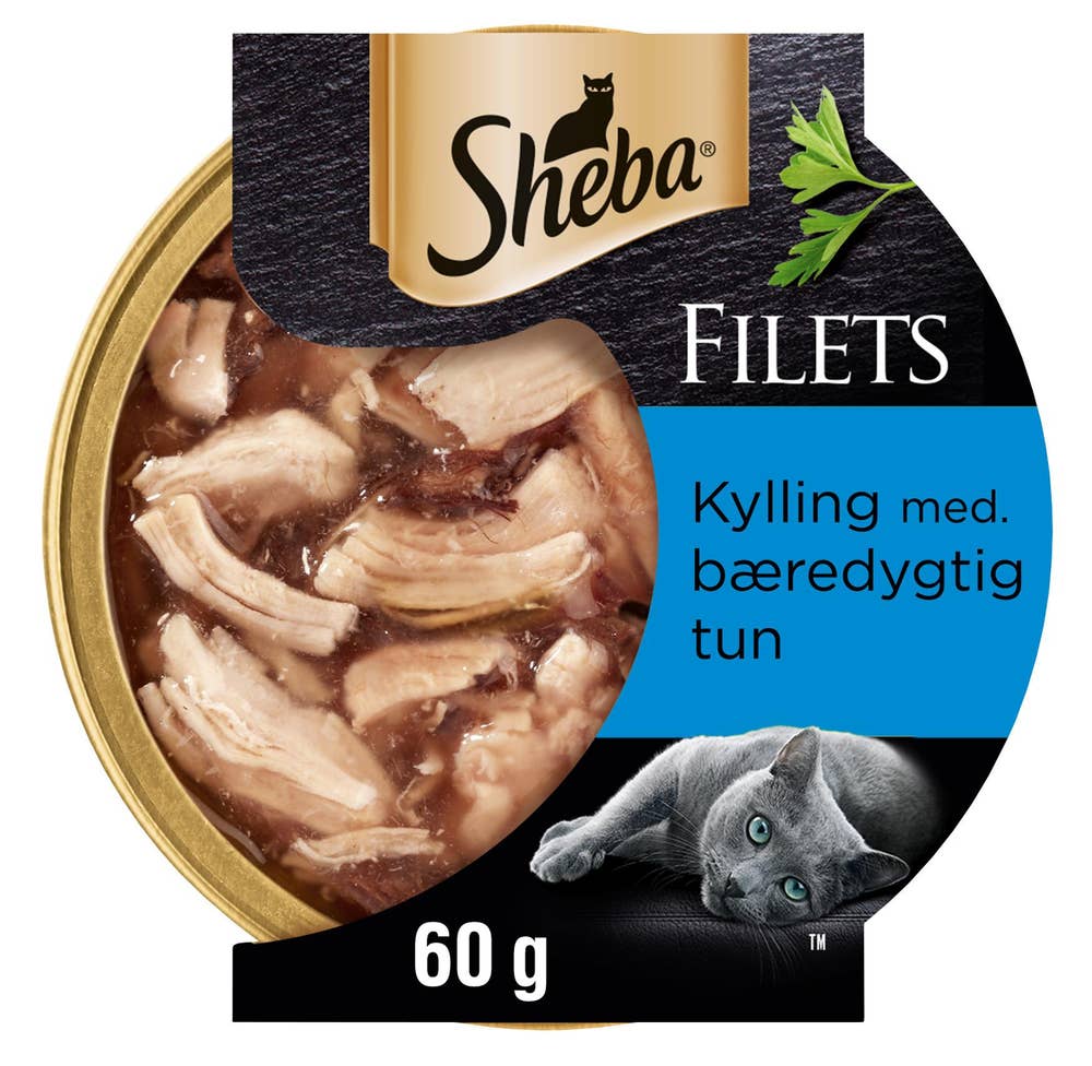 Sheba Filets Finest våtfôr til katter i skål Kylling med tunfisk