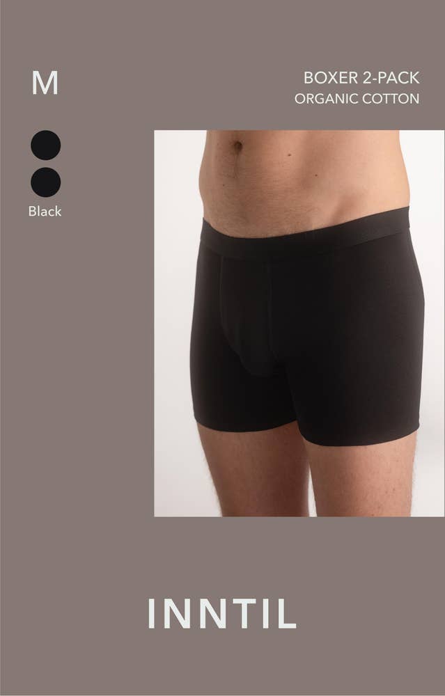 Inntil Bokser i økologisk bomull Sort, str. M