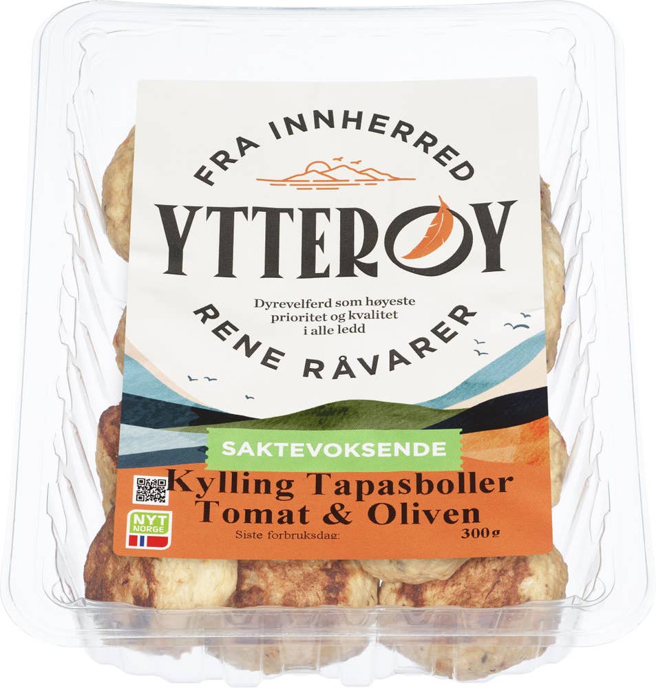 Ytterøy Kylling tapasboller med soltørket tomat og oliven Saktevoksende kylling