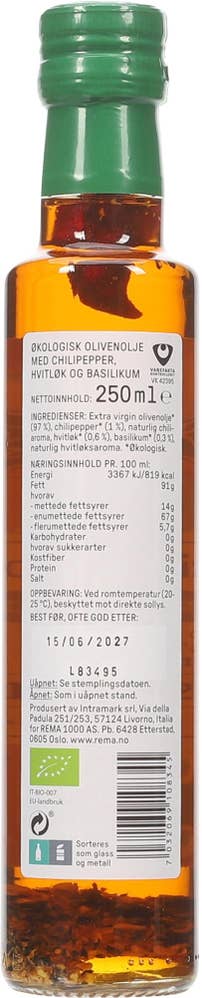 Kolonihagen Pizzaolje Med chili, hvitløk og basilikum
