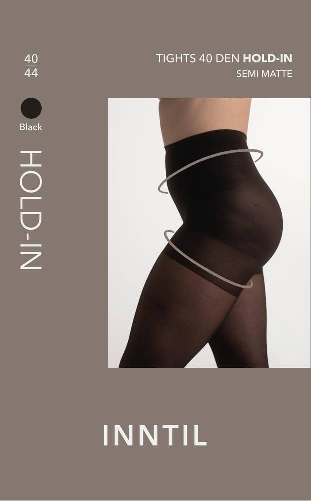 Inntil Strømpebukse Hold-In 40 DEN Sort, str. 40-44, semi-matt