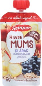SEMPER Fruktmums med havre og blåbær Fra 6 mnd
