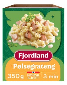Fjordland Pølsegrateng Med makaroni og ostesaus
