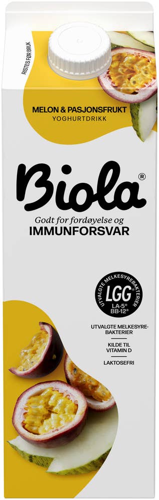 Biola® yoghurtdrikk melon & pasjonsfrukt Laktosefri, 1000 g