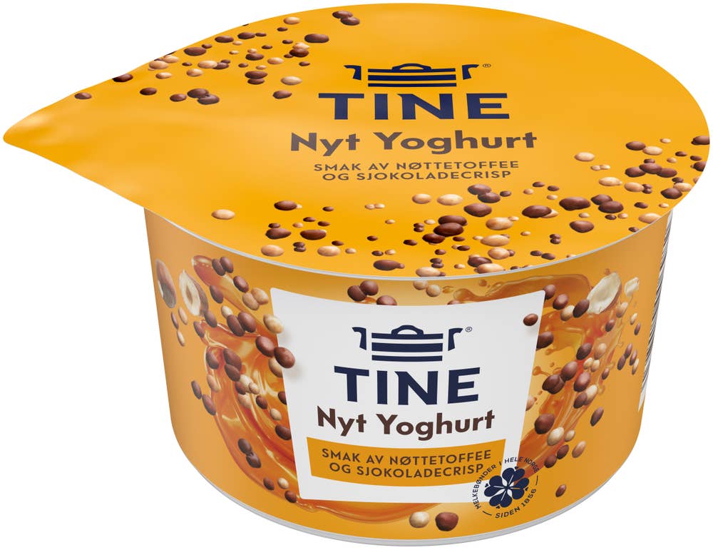 TINE Nyt duo yoghurt Nøttetoffee og sjokoladecrisp