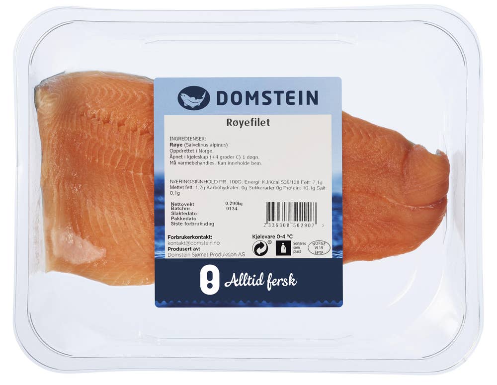 Domstein Domstein Røyefilet med Skinn - ca. 400 g - Oda