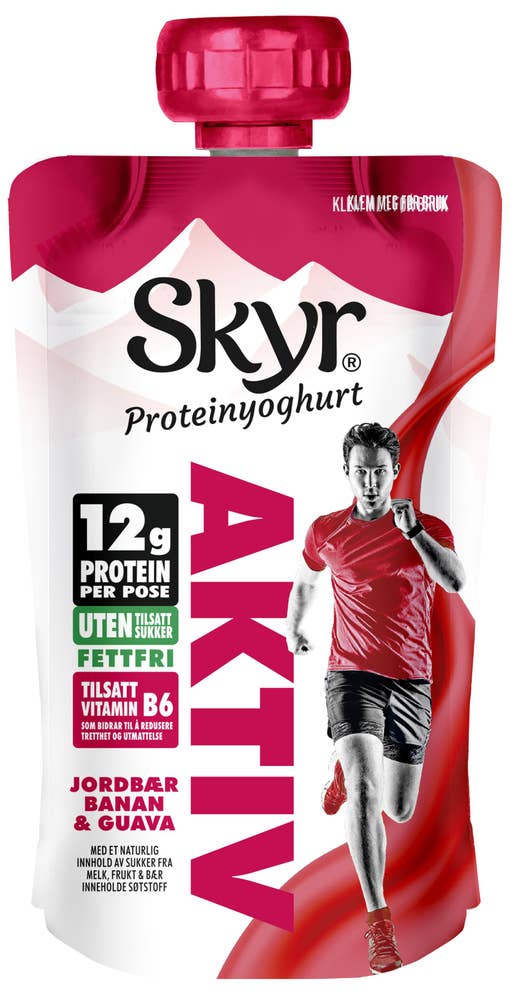 Q SKYR® Aktiv jordbær, banan og guava Porsjonspose