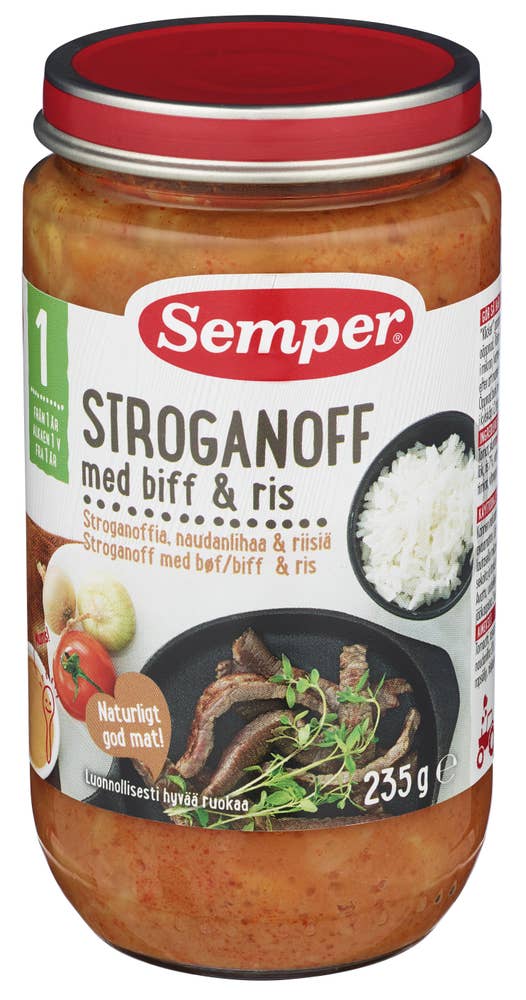 SEMPER¤Semper Barnemat Stroganoff med biff og ris Fra 1 år