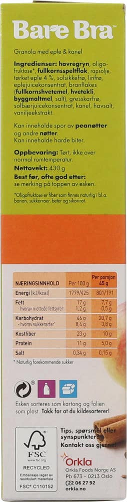 Bare Bra Granola Eple og Kanel Limited Edition