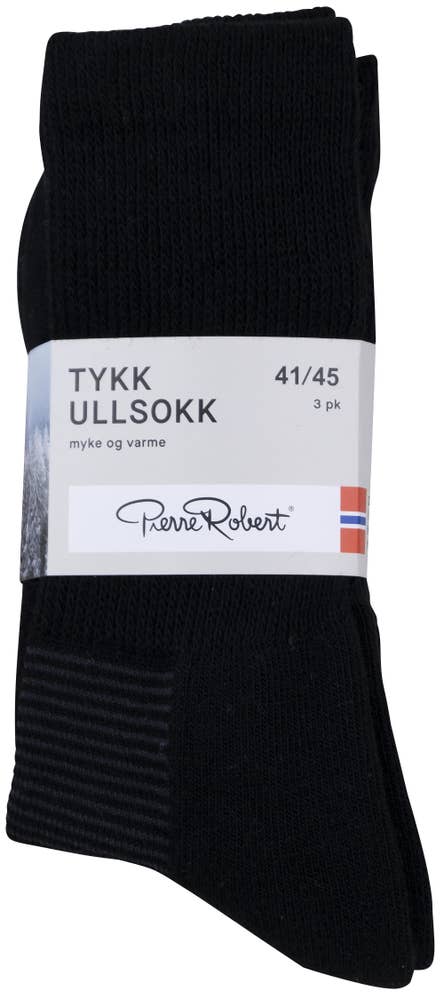 PR¤Pierre Robert 3x Sokker tykk ull Sort, Str. 41-45