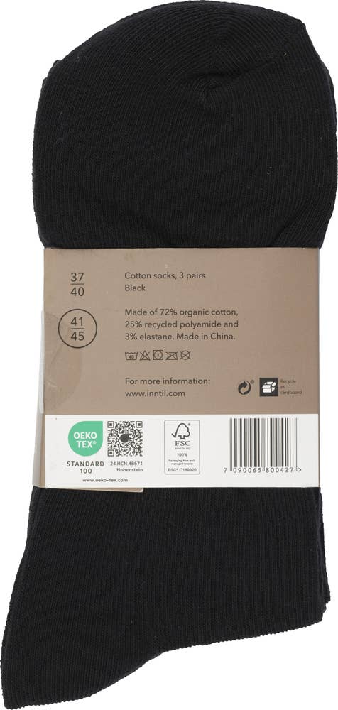 Inntil Sokker i bomull Sort, str. 41-45