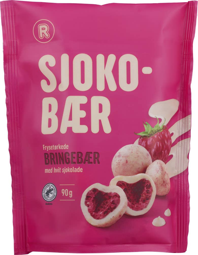 R Sjokobær Bringebær med hvit sjokolade
