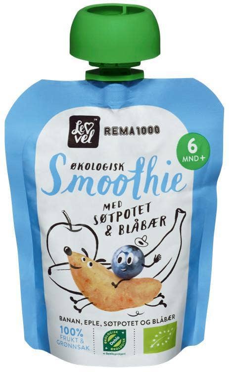 R Smoothie med søtpotet og blåbær Fra 6 mnd, økologisk