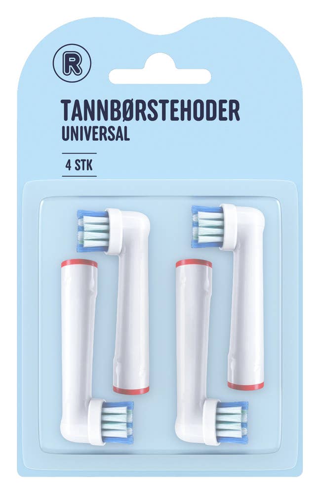 R Tannbørstehoder 4 pk universal