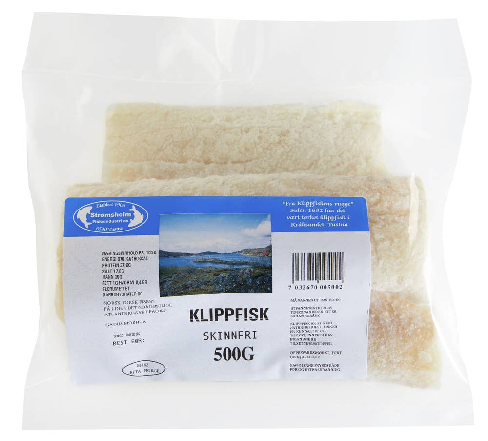 Fredriks Røkeri Klippfisk Skinnfri, ikke utvannet