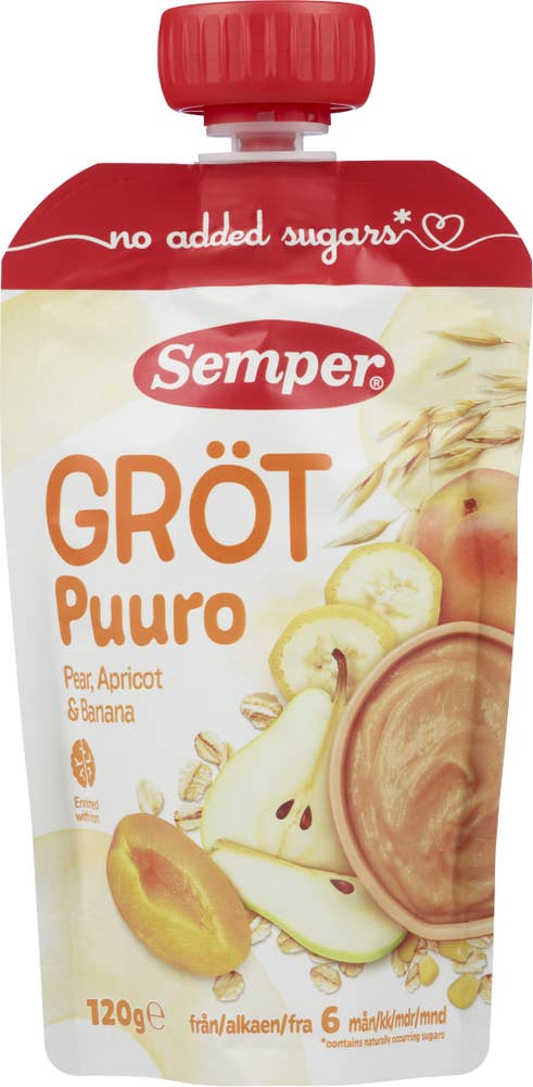 Semper Grøt med pære og aprikos Fra 6 mnd