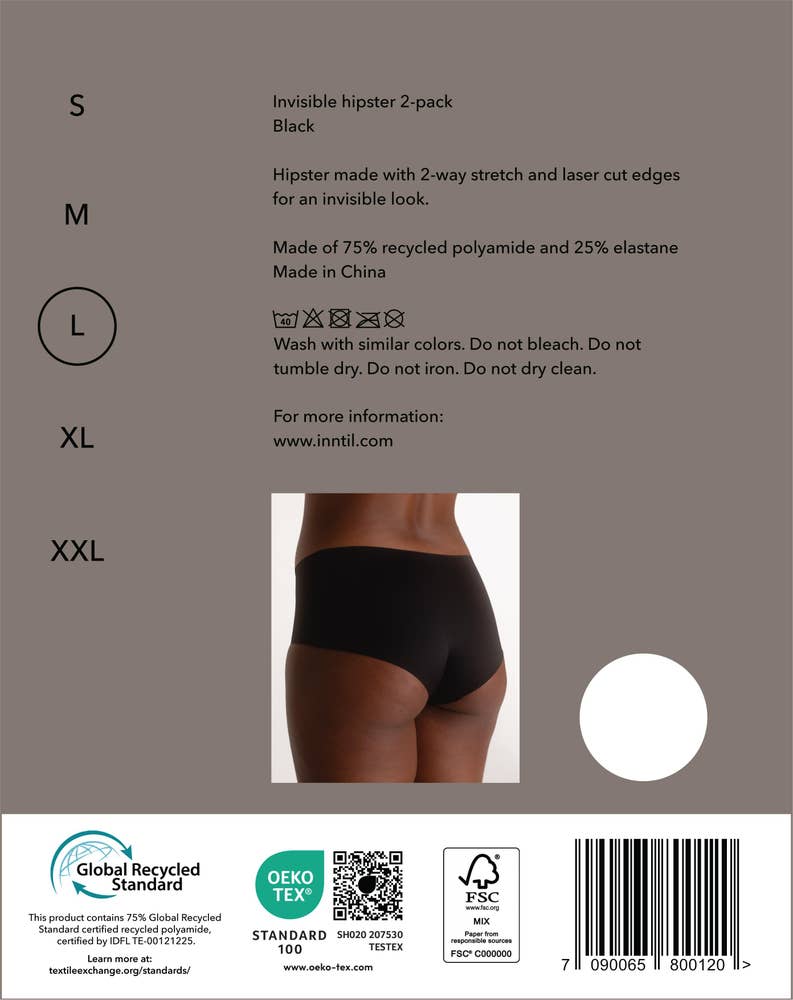 Inntil Sømløs Hipster Sort, str. L