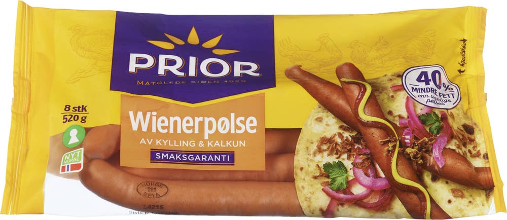 Prior Wienerpølse Kylling & kalkun 8 Stk