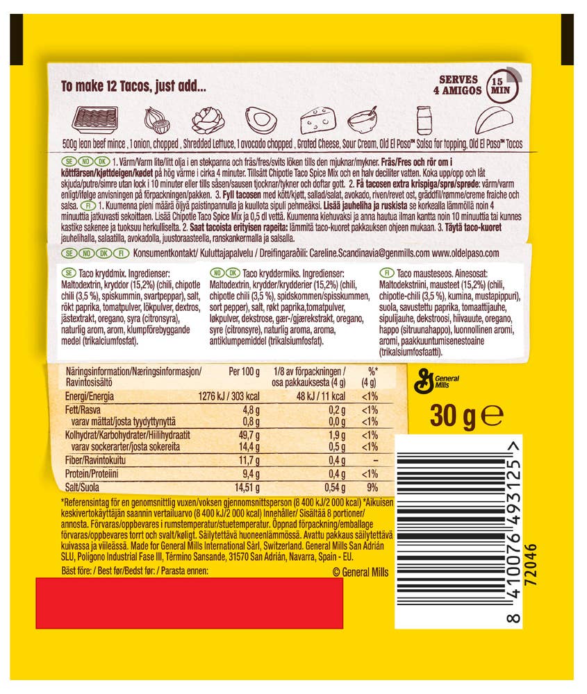 Old El Paso Taco krydderblanding Chipotle