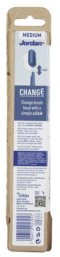 Jordan Tannbørste Change, med 2 hoder Medium, ass. farge