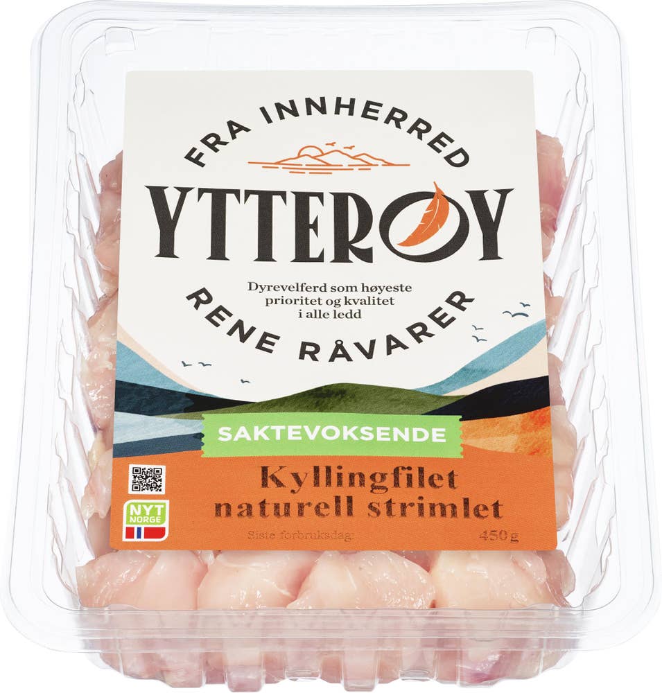 Ytterøy Kyllingfilet naturell strimlet Saktevoksende kylling