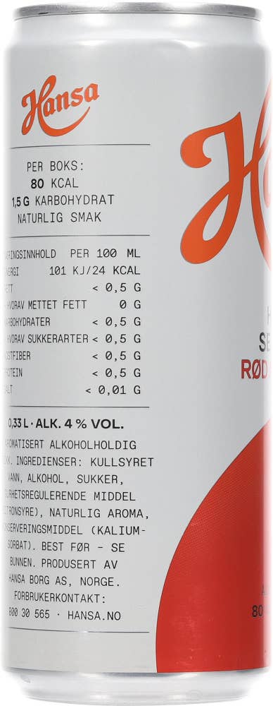 Hansa Hard seltzer Rød appelsin