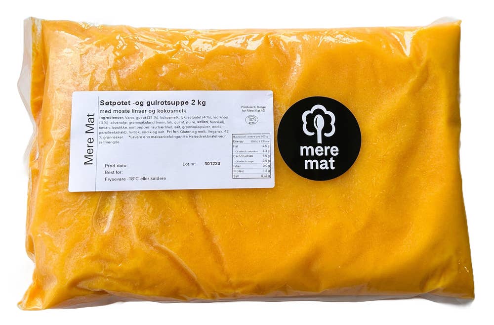 Mere Mat Gulrot-og søtpotetsuppe