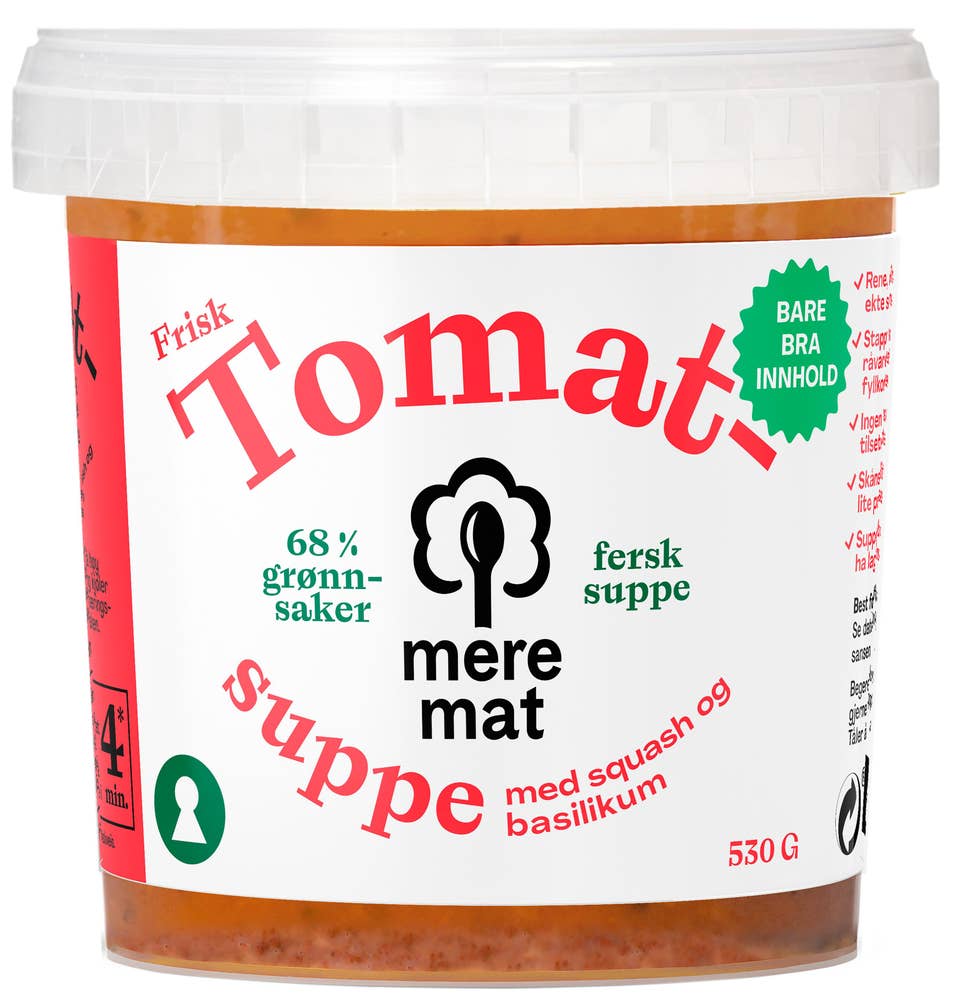 Mere Mat Suppe med tomat, squash og basilikum