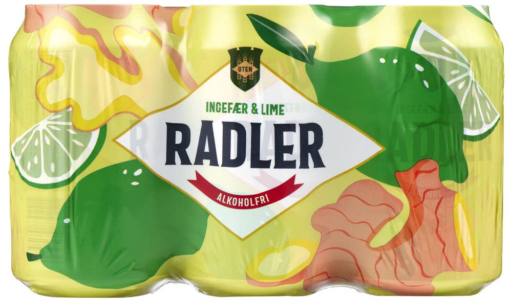 Aass Bryggeri UTEN Radler ingefær & lime 6 x 0,33l