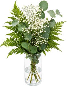MIMEA Grøntmix bukett Lederløv, eucalyptus og brudeslør, 45cm