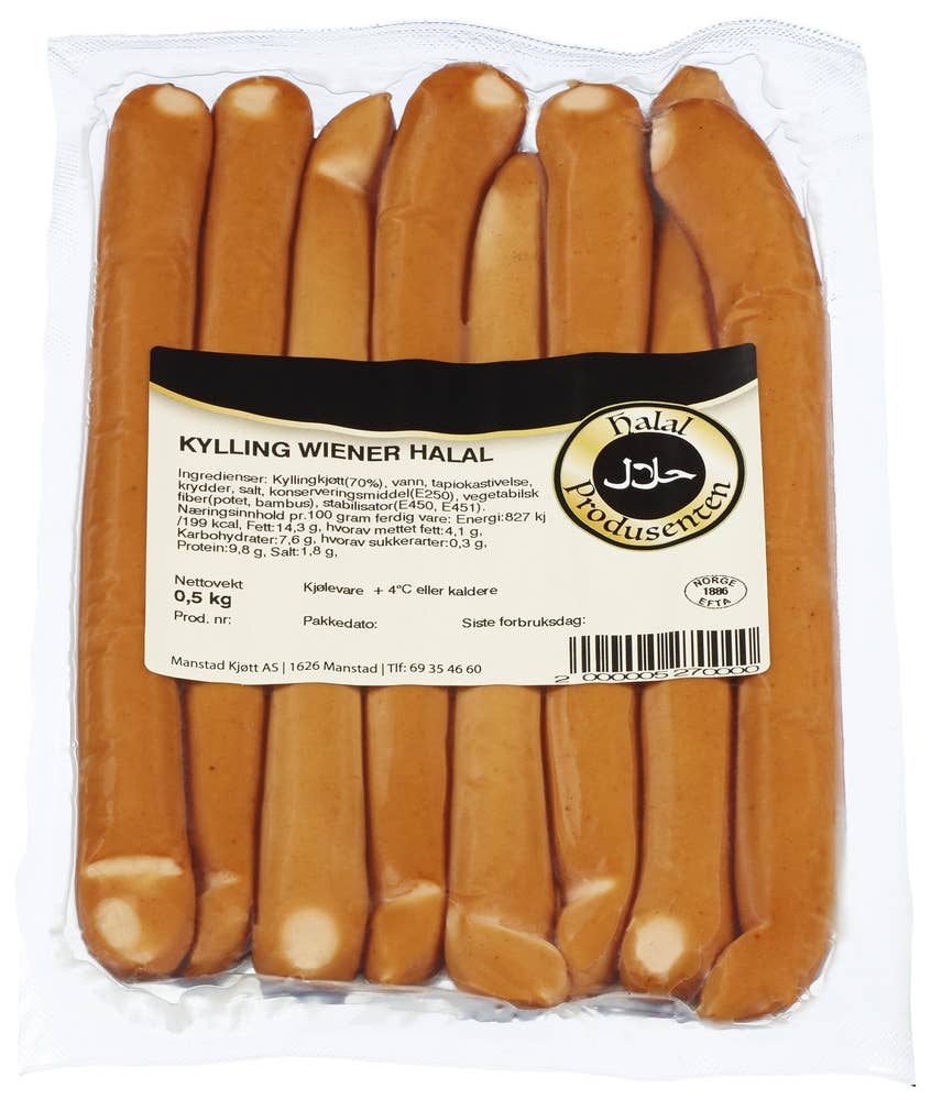 Halal Produsenten Kyllingwiener halal