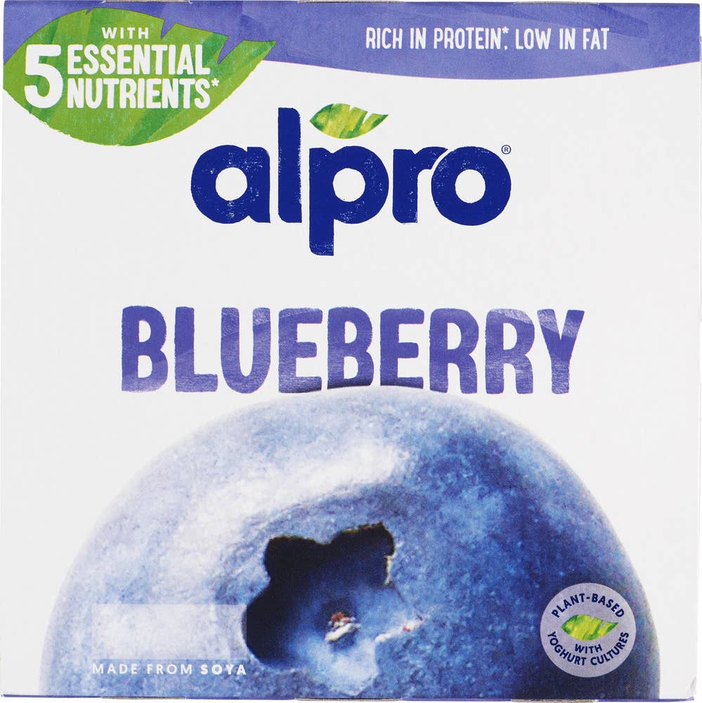 Alpro Soyayoghurt Blåbær, 4x125g