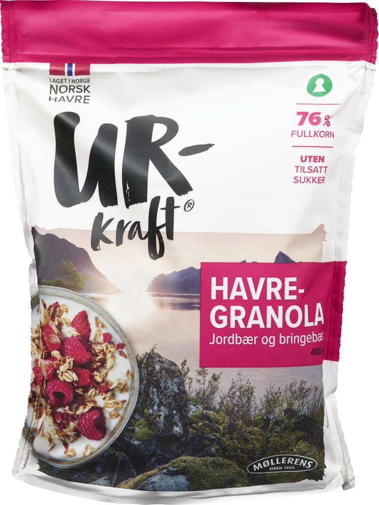 Urkraft Havregranola Jordbær og Bringebær