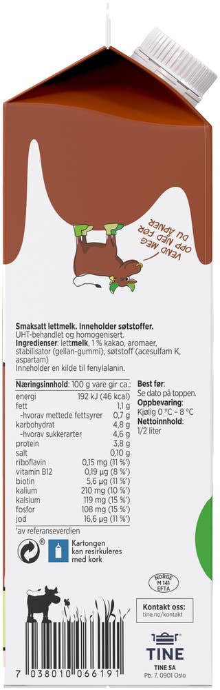 TINE Litago Sjokolade Uten Tilsatt Sukker