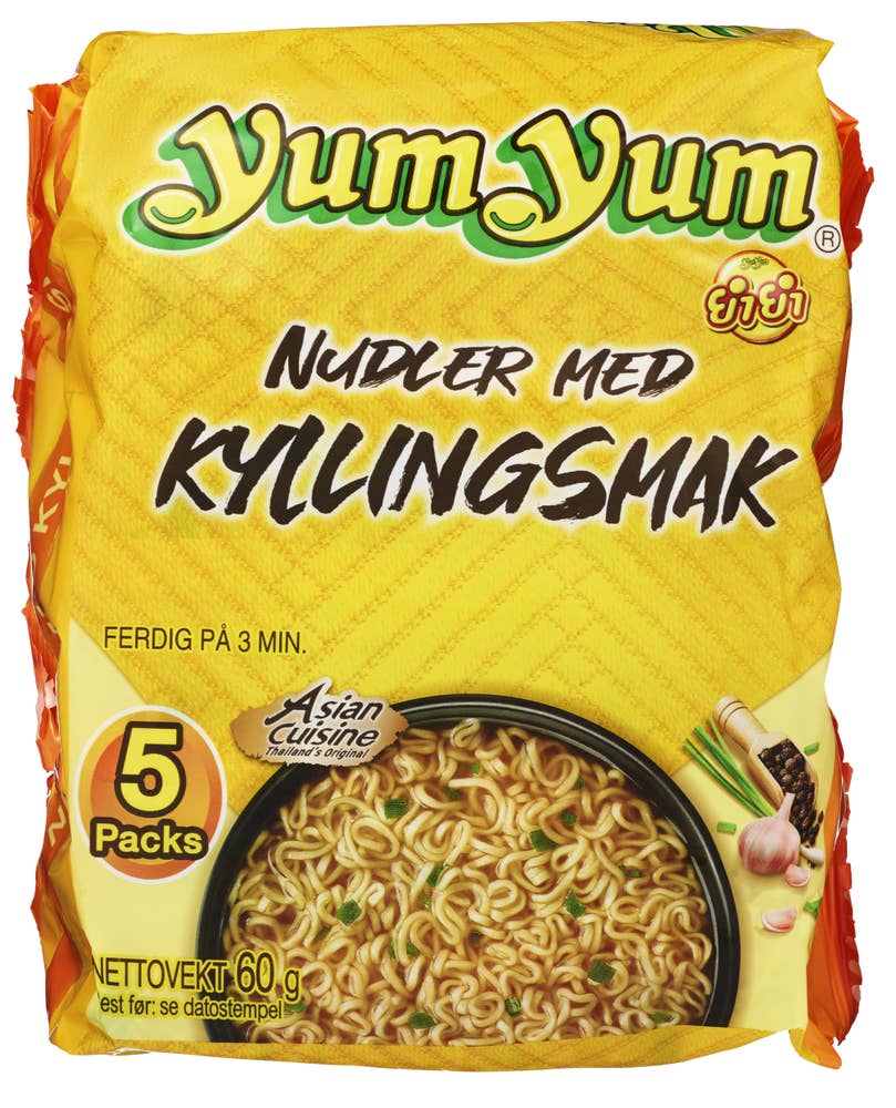 Yum Yum Nudler med kyllingsmak 5 x 60g